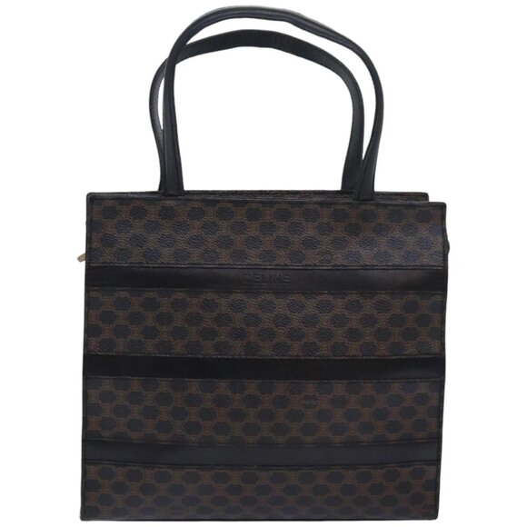 CELINE Macadam Canvas Hand Bag PVC Leather Black Auth 83930 - Picture 2 of 15